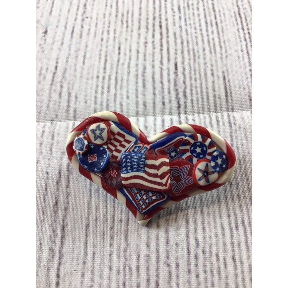 Vintage Red White Blue American Flag Pin And Ear Rings Set - Picture 2 of 6